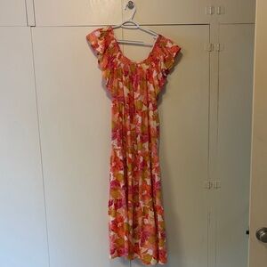 Entro Pink and Orange Floral Maxi Dress